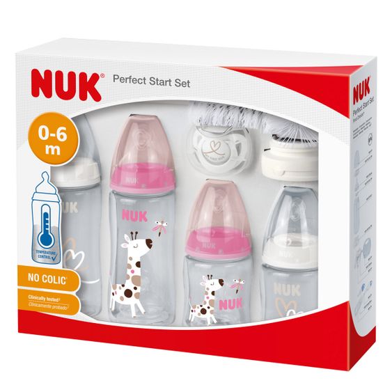 Nuk 9-tlg. Perfect-Start-Set PA First Choice Plus - Temperature Control - Rosa