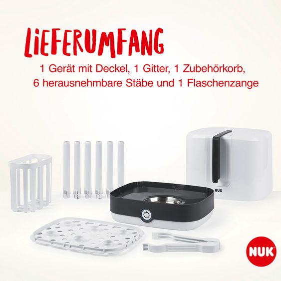 Nuk Dampf-Sterilisator Vario Express + Gratis PP-Flasche First Choice Plus 300 ml Flow Control