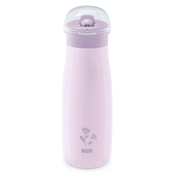 Nuk Stainless steel drinking bottle Mini-Me Flip Cup - with bite-proof drinking top 500 ml - flower - lilac