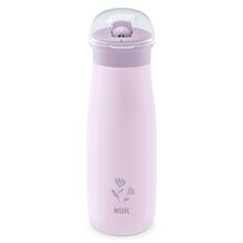 Stainless steel drinking bottle Mini-Me Flip Cup - with bite-proof drinking top 500 ml - flower - lilac