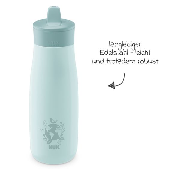 Nuk Edelstahl-Trinkflasche Mini-Me Flip Cup - mit bissfestem Trinkaufsatz 500 ml - Globus - Blau