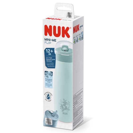 Nuk Biberon in acciaio inox Mini-Me Flip Cup - con tappo a prova di morso 500 ml - Globus - Blu