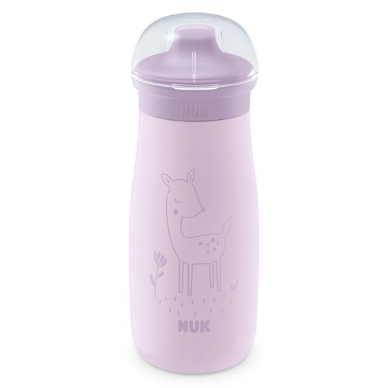 Nuk Biberon in acciaio inox Mini-Me Sip Cup - con coperchio a prova di morso 300 ml - cervo - lilla