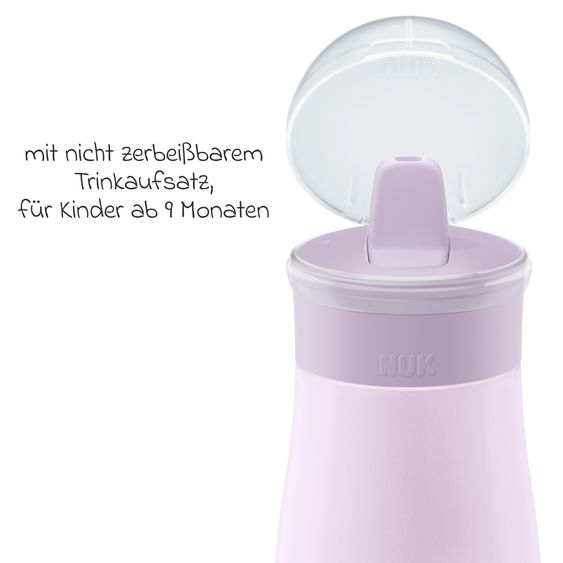 Nuk Edelstahl-Trinkflasche Mini-Me Sip Cup - mit bissfestem Trinkaufsatz 300 ml - Reh - Flieder