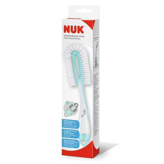 Nuk Flaschenbürste Twist 2in1 mit flexiblen Bürstenkopf & Saugerbürste