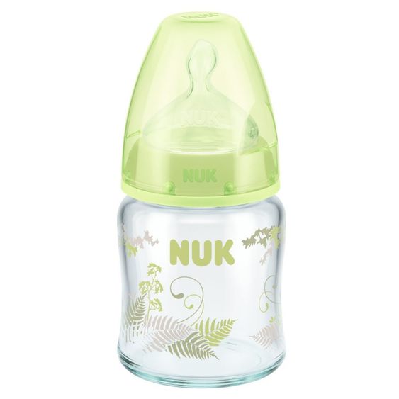 Nuk Glas-Flasche First Choice 120 ml - Silikon Gr. 1 - Grün