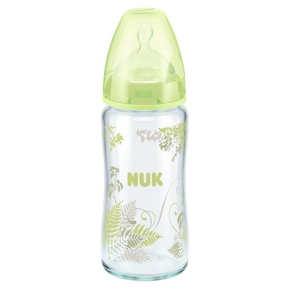 Nuk Glas-Flasche First Choice 240 ml - Silikon Gr. 1 - Grün