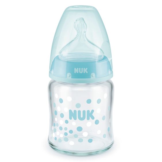 Nuk Glas-Flasche First Choice Plus 120 ml + Silikon-Sauger Gr. 1 S - Türkis