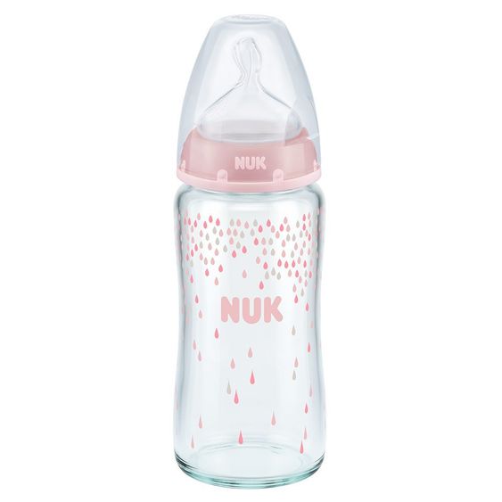 Nuk Glas-Flasche First Choice Plus 240 ml - Silikon Gr. 1 M - Rosa