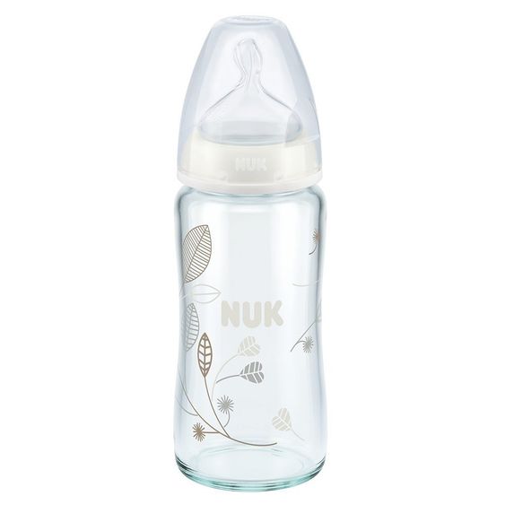 Nuk Glass bottle First Choice Plus 240 ml - Silicone size 1 M - White