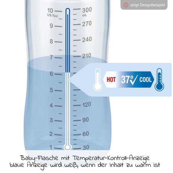 Nuk Glas-Flasche First Choice Plus 240 ml + Silikon-Sauger Gr. 1 M - Temperature Control - Disney Winnie Pooh - Beige