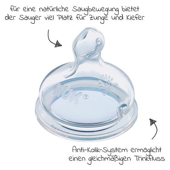 Nuk Glas-Flasche First Choice Plus 240 ml + Silikon-Sauger Gr. 1 M - Temperature Control - Disney Winnie Pooh - Beige