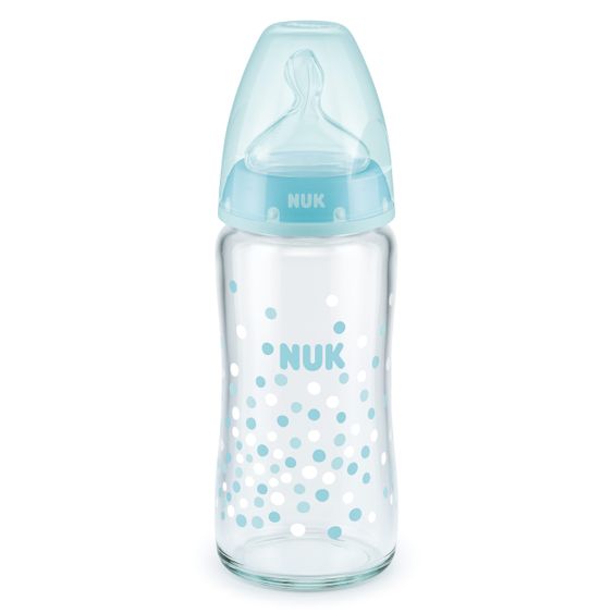 Nuk Glas-Flasche First Choice Plus 240 ml + Silikon-Sauger Gr. 1 M - Türkis