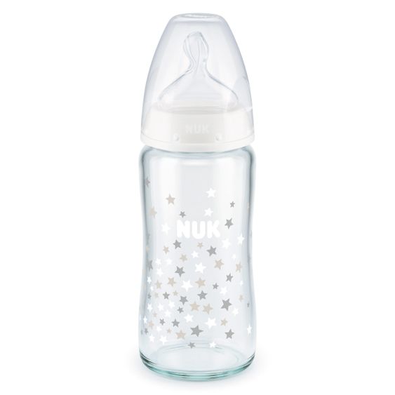 Nuk Glas-Flasche First Choice Plus 240 ml + Silikon-Sauger Gr. 1 M - Weiß