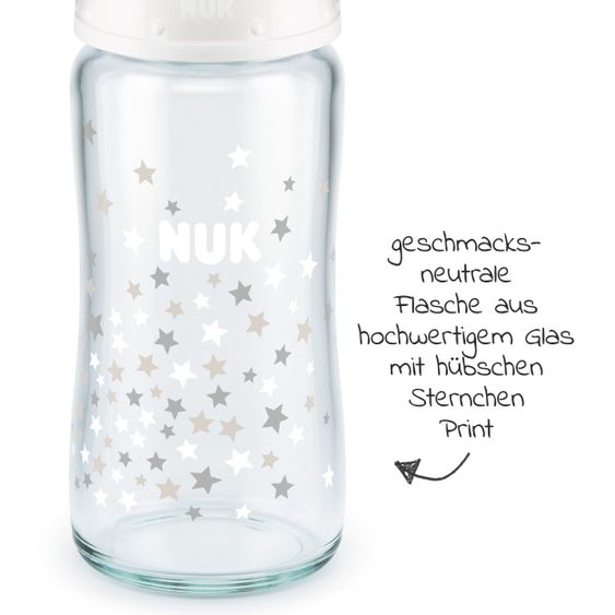 Nuk Glas-Flasche First Choice Plus 240 ml + Silikon-Sauger Gr. 1 M - Weiß