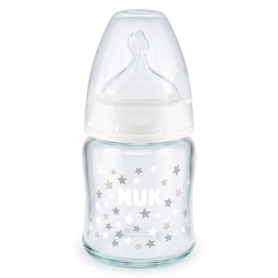 Nuk Glas-Flasche First Choice Plus Temperature Control 120 ml + Silikon-Sauger Gr. 1 S - Weiß