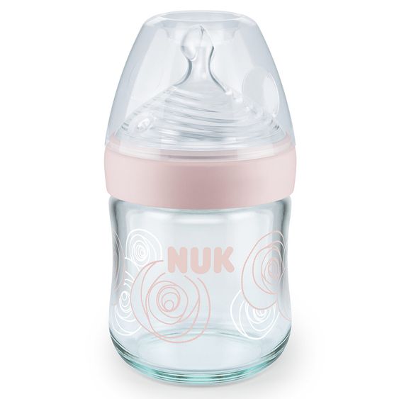 Nuk Glas-Flasche Nature Sense 120 ml - Silikon Gr. 1 S - Rosa