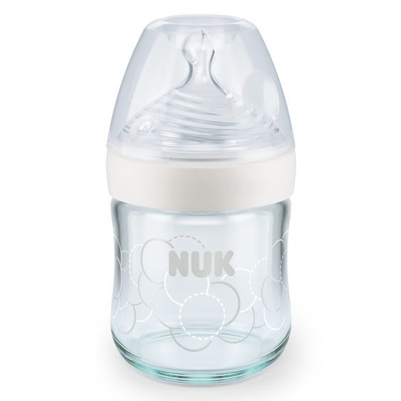 Nuk Glas-Flasche Nature Sense 120 ml + Silikon-Sauger Gr. S - Weiß