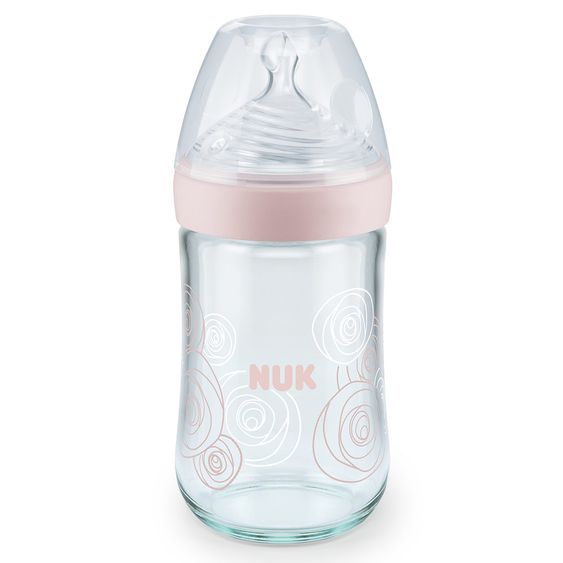 Nuk Glas-Flasche Nature Sense 240 ml - Silikon Gr. 1 M - Rosa