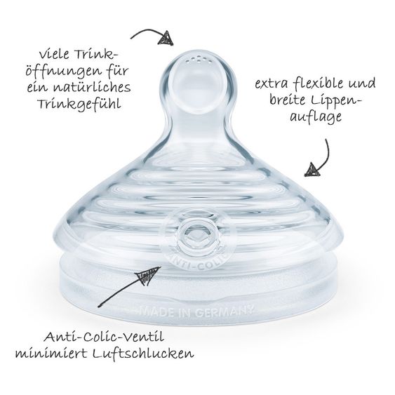 Nuk Glas-Flasche Nature Sense 240 ml - Silikon Gr. 1 M - Rosa