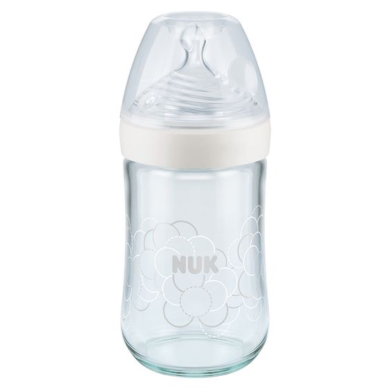 Nuk Glas-Flasche Nature Sense 240 ml - Silikon Gr. 1 M - Weiß