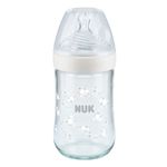Glas-Flasche Nature Sense 240 ml + Silikon-Sauger Gr.M - Temperature Control - Weiß