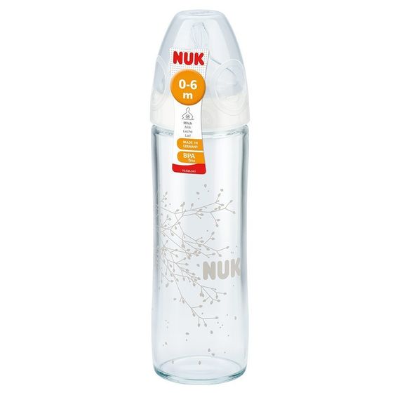 Nuk Glas-Flasche New Classic 240 ml - Silikon Gr.1 M - verschiedene Designs