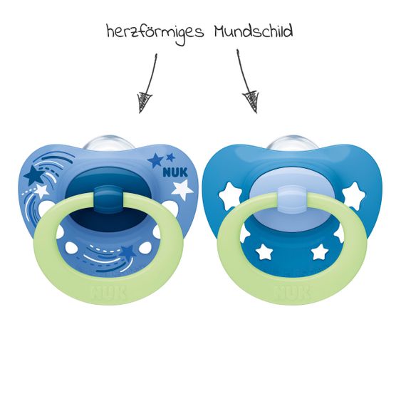 Nuk Leucht-Schnuller 2er Pack Signature Night - Silikon 6-18 M - Blau