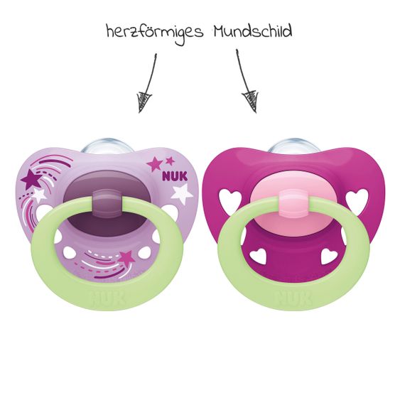 Nuk Leucht-Schnuller 2er Pack Signature Night - Silikon 6-18 M - Rosa