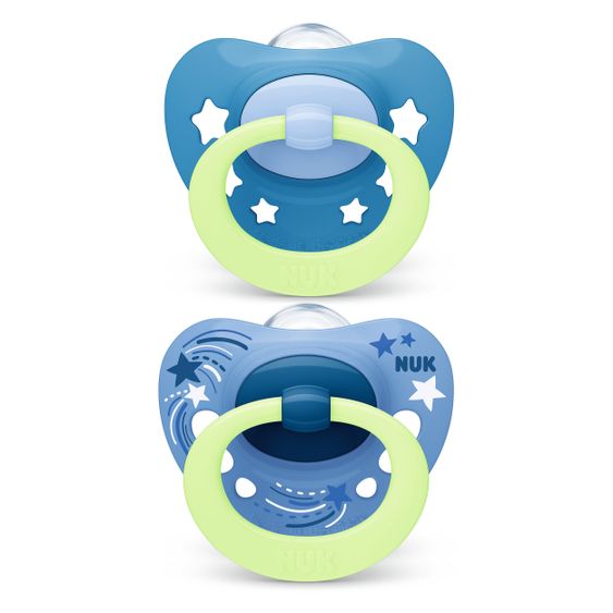 Nuk Leucht-Schnuller 2er Pack Signature Night - Silikon ab 18 M - Blau