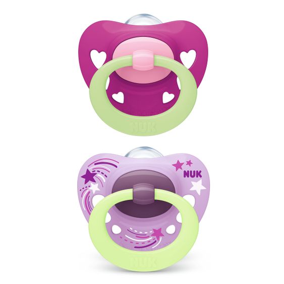 Nuk Leucht-Schnuller 2er Pack Signature Night - Silikon ab 18 M - Rosa