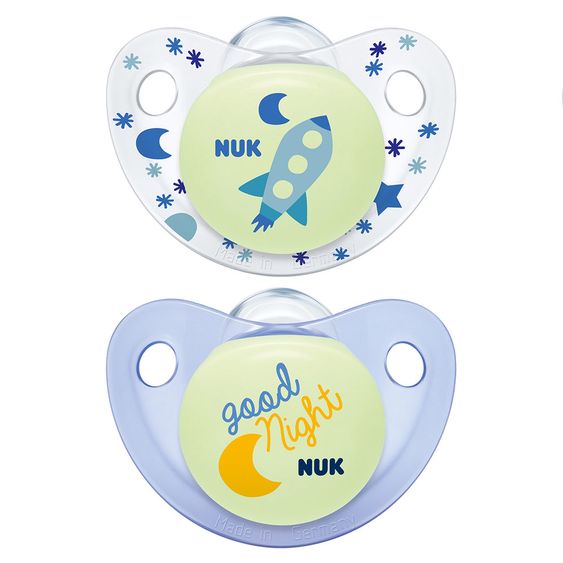 Nuk Leucht-Schnuller 2er Pack Trendline Night & Day - Silikon 0-6 M - Blau