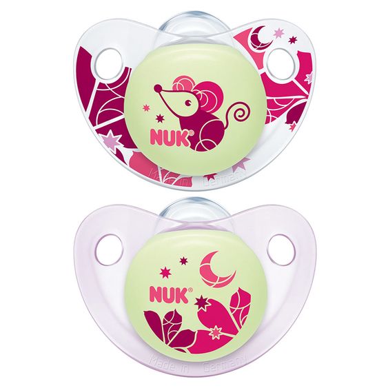 Nuk Leucht-Schnuller 2er Pack Trendline Night & Day - Silikon 6-18 M - Rosa