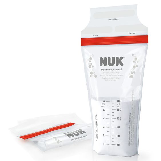 Nuk Breast milk bags 25 pack each 180 ml