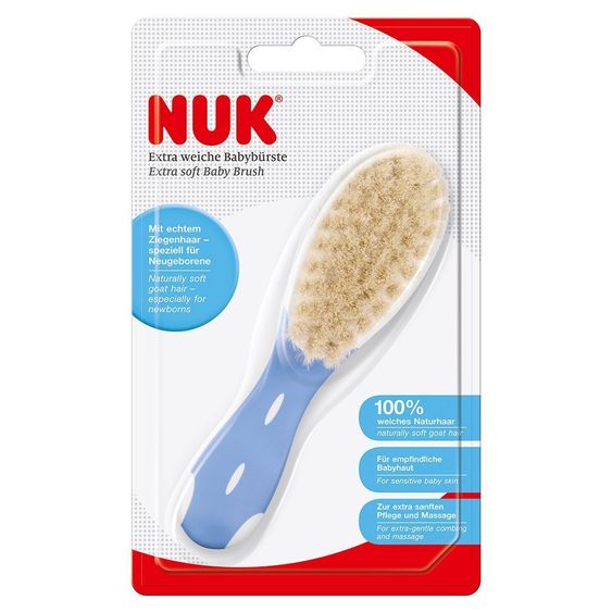 Nuk Spazzola per capelli naturali in pelo di capra - Blu