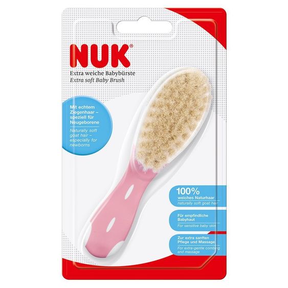 Nuk Spazzola per capelli naturali in pelo di capra - Rosa