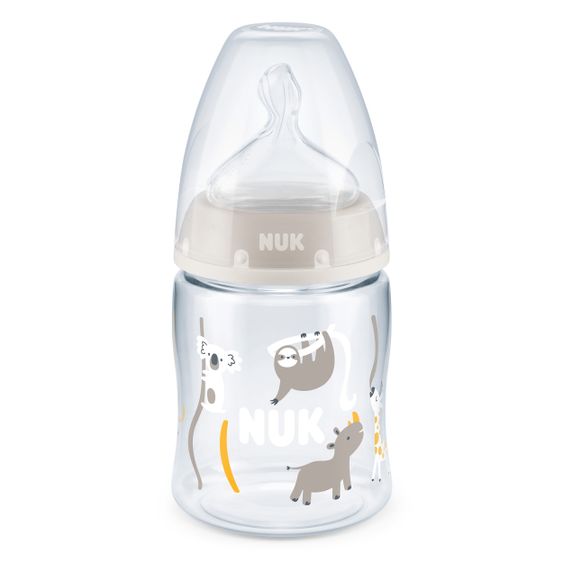 Nuk PA-Flasche First Choice Plus 150 ml + Silikon-Sauger Gr. S - Temperature Control - Beige