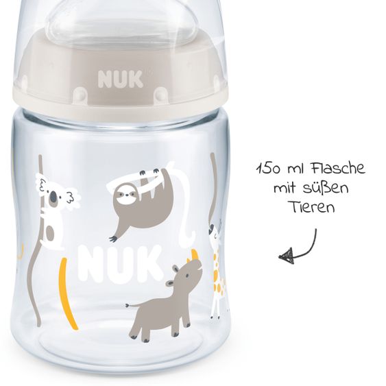 Nuk PA-Flasche First Choice Plus 150 ml + Silikon-Sauger Gr. S - Temperature Control - Beige