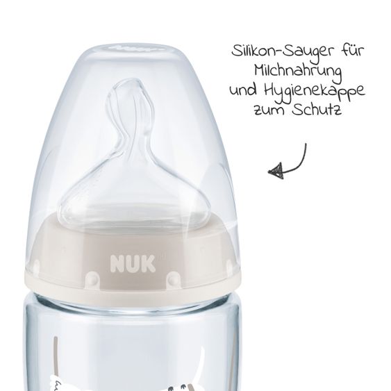 Nuk PA bottle First Choice Plus 300 ml + silicone teat size M - Temperature Control - Beige