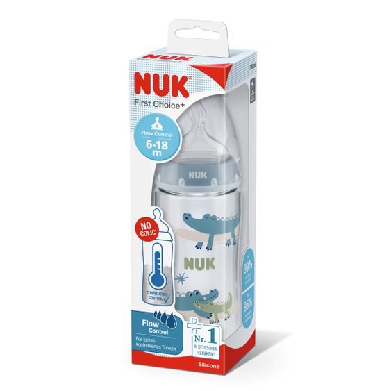 Nuk PA bottle First Choice Plus 300 ml + silicone teat size M - Temperature Control - Blue