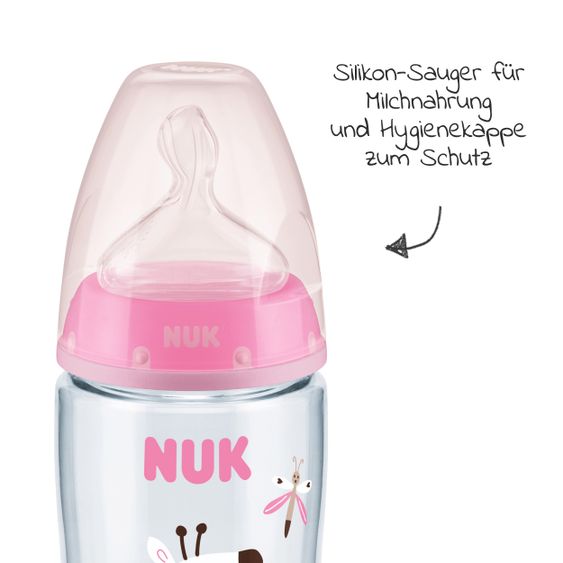 Nuk PA bottle First Choice Plus 300 ml + silicone teat size M - Temperature Control - Pink