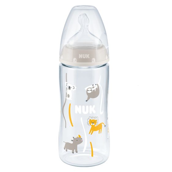 Nuk PP-Flasche 2er Pack First Choice Plus 300 ml + Silikon-Sauger Gr. 1 M - Temperature Control - Beige