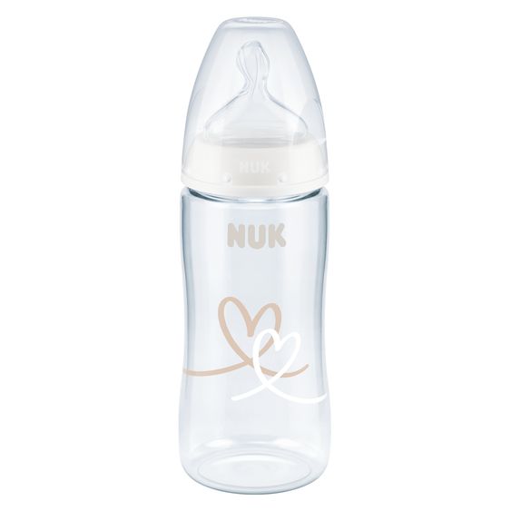 Nuk PP-Flasche 2er Pack First Choice Plus 300 ml + Silikon-Sauger Gr. 1 M - Temperature Control - Beige