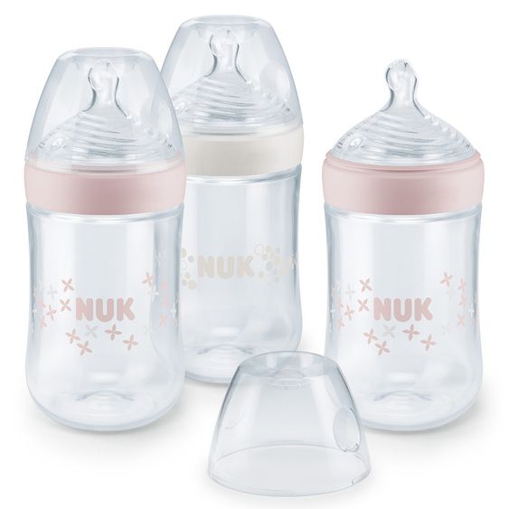 Nuk PP-Flasche 3er Pack Nature Sense 260 ml - Silikon Gr. 2 M - Rosa Weiß