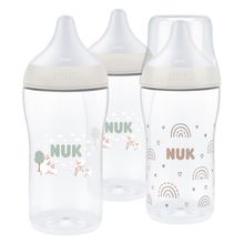 PP-Flasche 3er Pack Perfect Match + Silikon-Sauger 260 ml - Regenbogen / Schafe - Gr. M