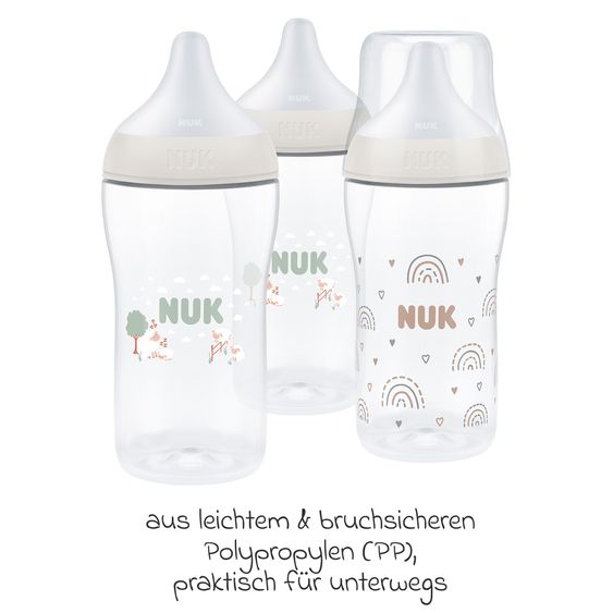 Nuk PP-Flasche 3er Pack Perfect Match + Silikon-Sauger 260 ml - Regenbogen / Schafe - Gr. M