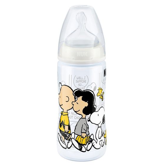 Nuk PP-Flasche First Choice+ 300 ml - Silikon Gr. 2 M - Snoopy & Die Peanuts - Weiß