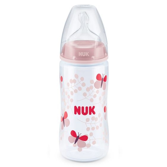 Nuk PP-Flasche First Choice Plus 300 ml - Silikon Gr. 1 M - Schmetterling - Rosa