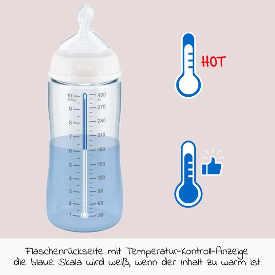 Nuk PP-Flasche First Choice Plus 300 ml + Silikon-Sauger Gr. 1 M - Temperature Control - Disney Winnie Pooh - Blau
