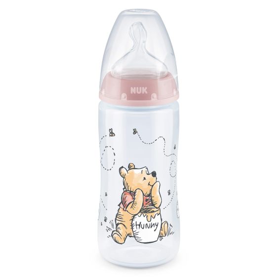 Nuk PP-Flasche First Choice Plus 300 ml + Silikon-Sauger Gr. 1 M - Temperature Control - Disney Winnie Pooh - Rosa